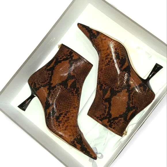 JIMMY CHOO Kix 65 Cuoio Snake Print Pointed Toe Leather Boots Size 36.5 ITALY - Picture 3 of 17